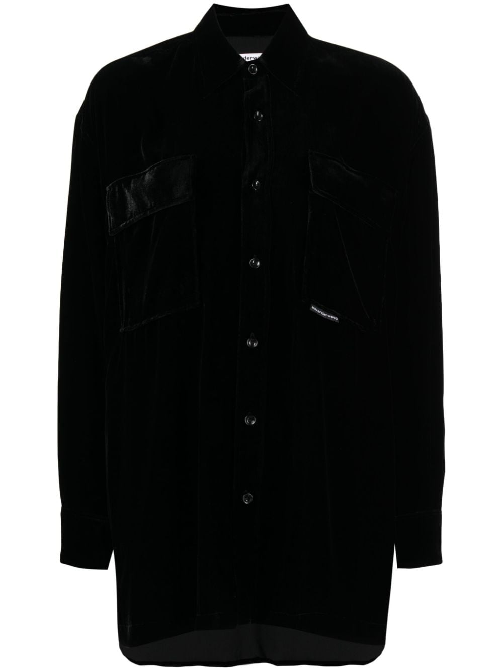 Black velvet shirt jacket - women